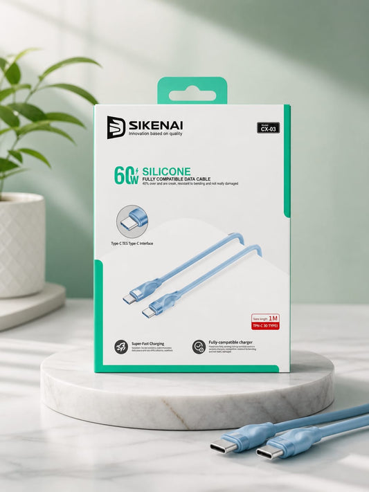 SIKENAI 60W Silicone Type-C to Type-C Cable