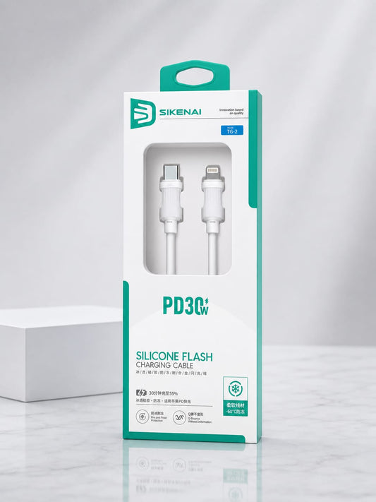SIKENAI PD 30W Silicone USB-C to Lightning Cable